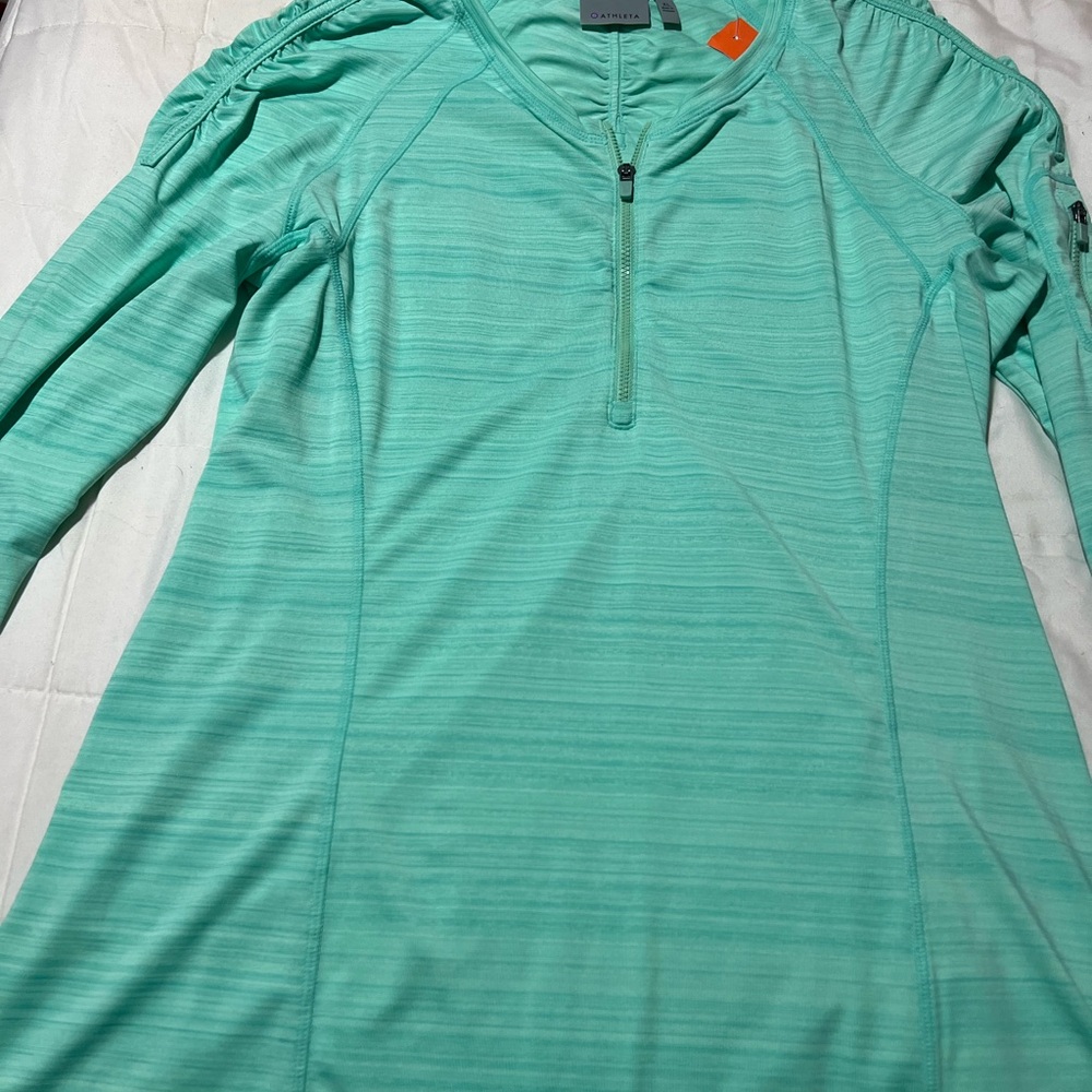 Athleta Mint Green Zip-Front Active Top